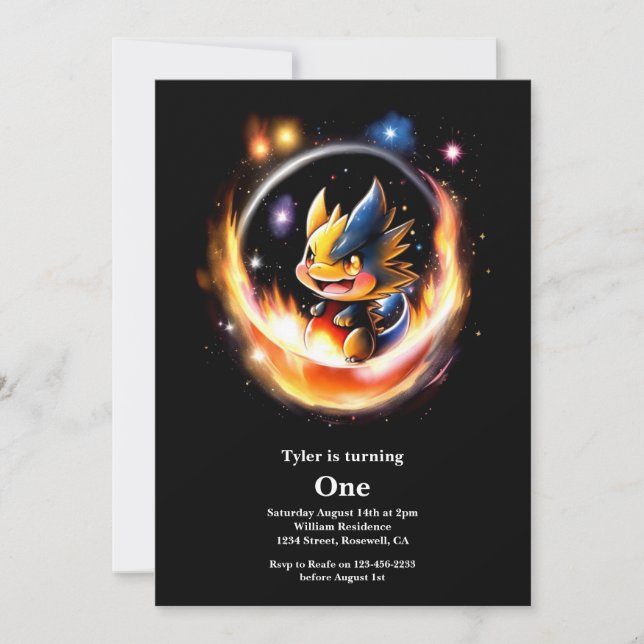 Dragon First Birthday Invitation (Front)