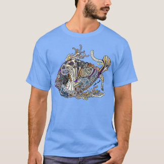 Dragon Fish on White Geometric T-Shirt
