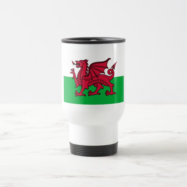 Dragon Flag of Wales, Celtic Welsh National Flag Travel Mug (Center)