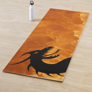 Dragon Flames Fire Breathing Black  Yoga Mat
