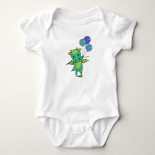 Dragon Flies With Balloons Cute Fantasy Dragon Baby Bodysuit