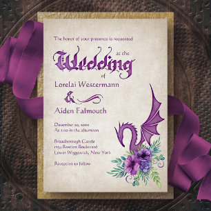 Dragon Floral Wedding Invitation