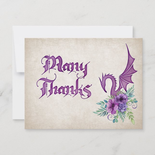 Dragon Floral Wedding Thank You Card (Front)