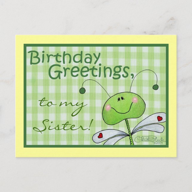 Dragon Fly Birthday personalise Postcard (Front)