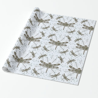 Dragon fly ornamental pattern wrapping paper