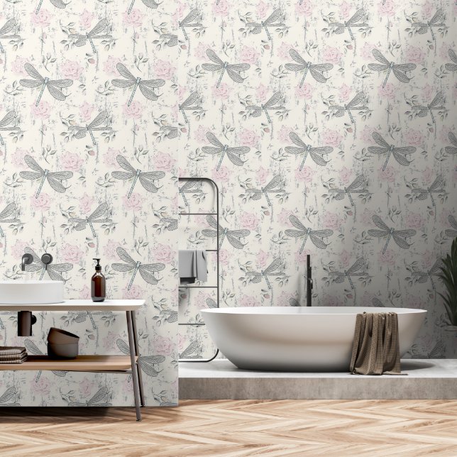 Dragon Fly Peel and Stick Wallpaper (Bathroom)
