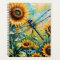 Dragon Fly. Whimsical Dragon Fly. Sunflowers