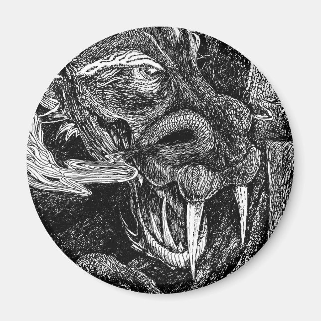 Dragon fridge magnet round (Front)