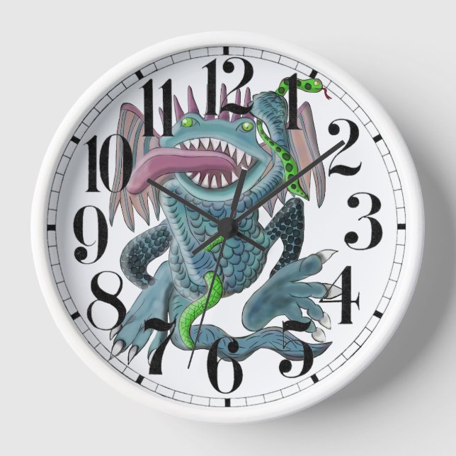 Dragon Frog Snake Charmer Children's Clock (Front)