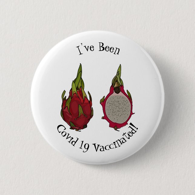 Dragon fruit cartoon illustration 6 cm round badge (Front)