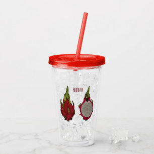 Dragon fruit cartoon illustration acrylic tumbler