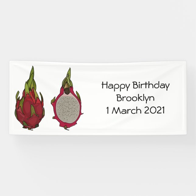 Dragon fruit cartoon illustration banner (Horizontal)