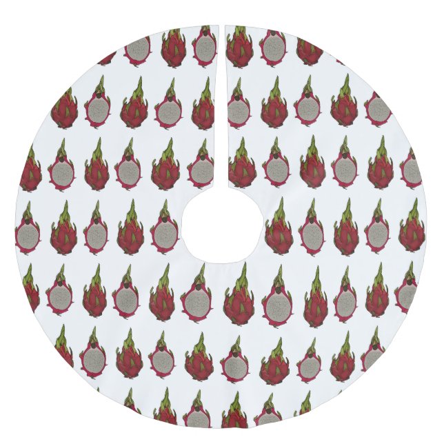 Dragon fruit cartoon illustration  brushed polyester tree skirt (Front)