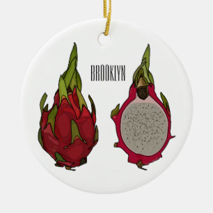 Dragon fruit cartoon illustration ceramic tree decoration