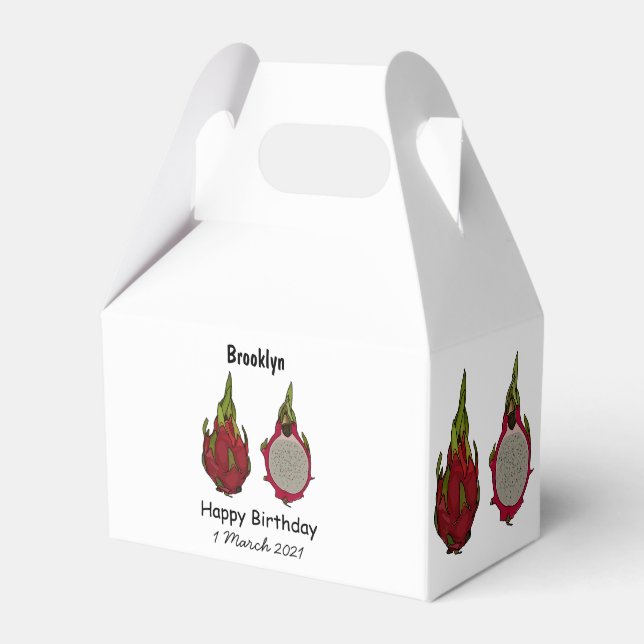 Dragon fruit cartoon illustration  favour box (Front Side)
