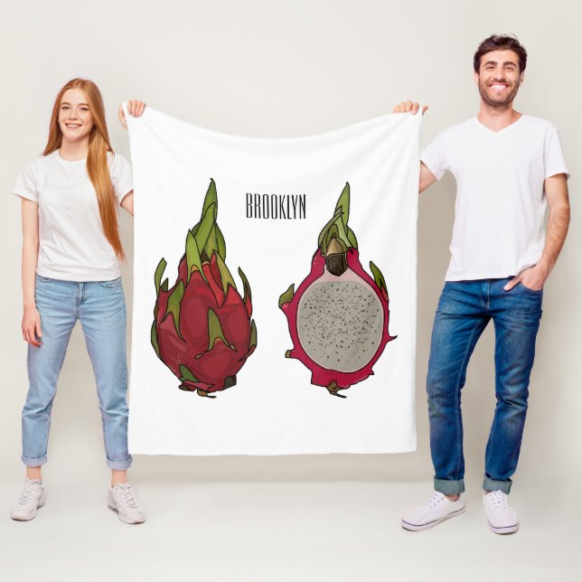 Dragon fruit cartoon illustration fleece blanket (In Situ)