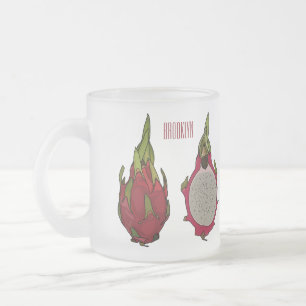 Dragon fruit cartoon illustration frosted glass coffee mug