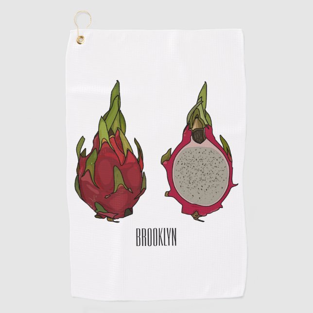 Dragon fruit cartoon illustration golf towel (Front)