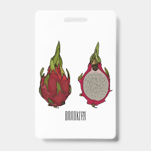 Dragon fruit cartoon illustration ID badge