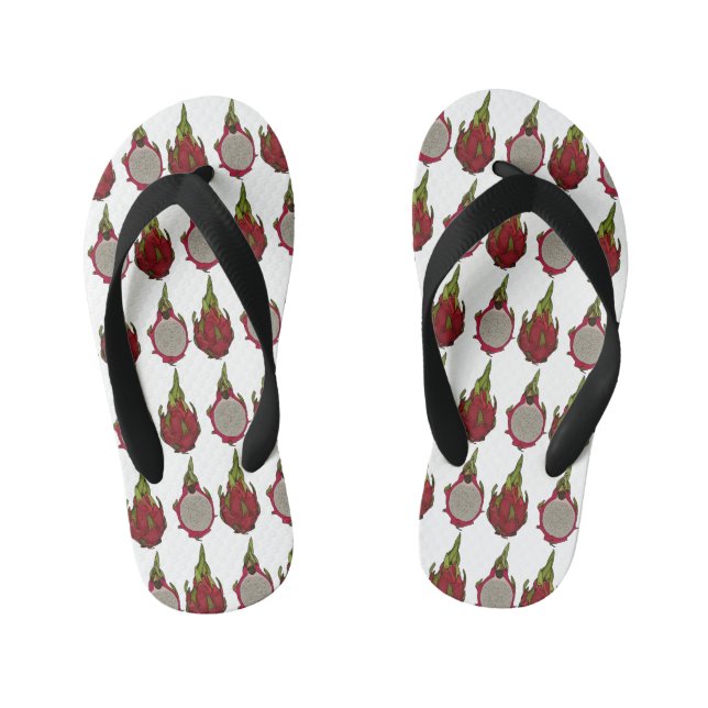 Dragon fruit cartoon illustration  kid's flip flops (Footbed)