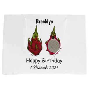Dragon fruit cartoon illustration large gift bag