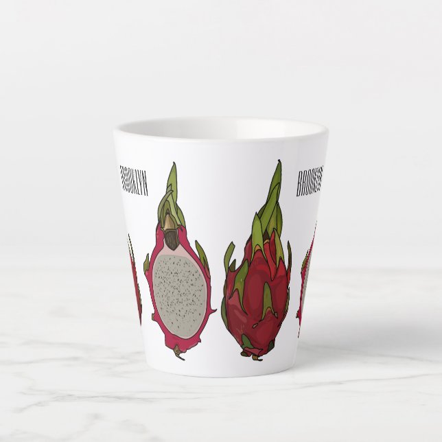 Dragon fruit cartoon illustration  latte mug (Front)