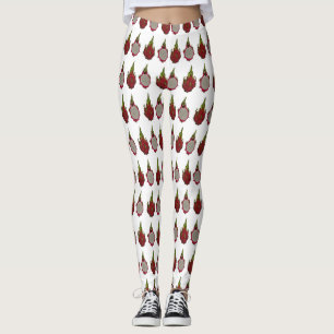 Dragon fruit cartoon illustration leggings