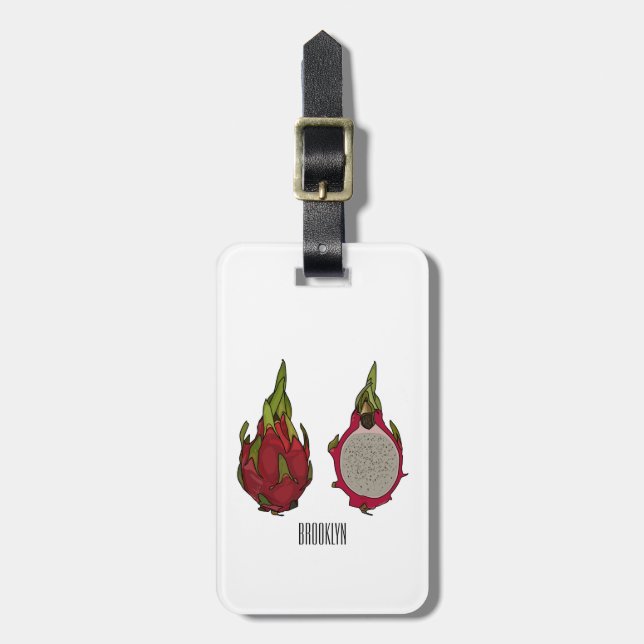 Dragon fruit cartoon illustration luggage tag (Front Vertical)