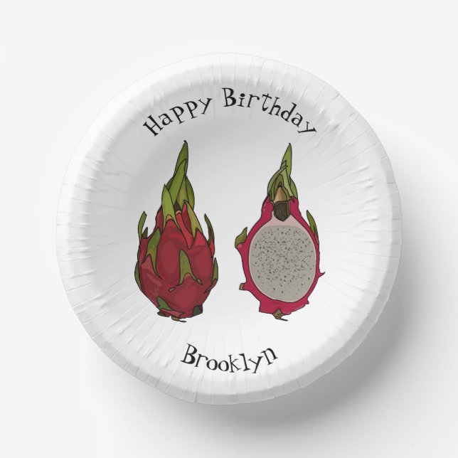 Dragon fruit cartoon illustration paper plate (Front)