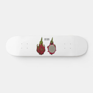 Dragon fruit cartoon illustration  skateboard