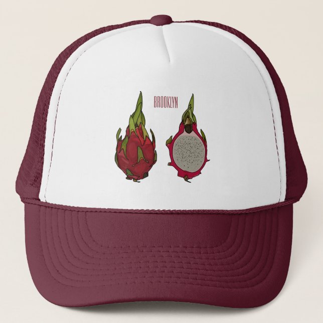 Dragon fruit cartoon illustration  trucker hat (Front)