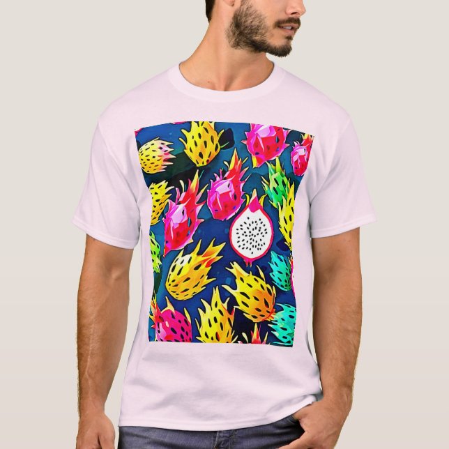 Dragon Fruit Pattern Art T-Shirt (Front)