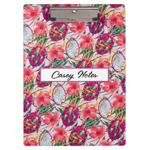 Dragon Fruit Tropical Floral Modern Green Palm Clipboard