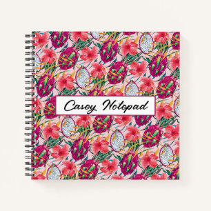 Dragon Fruit Tropical Floral Modern Green Palm Notebook