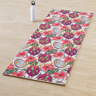 Dragon Fruit Tropical Floral Modern Green Palm Yoga Mat