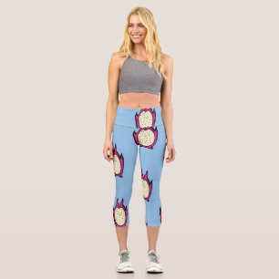Dragon Fruit: Vintage Ink Drawing. Capri Leggings