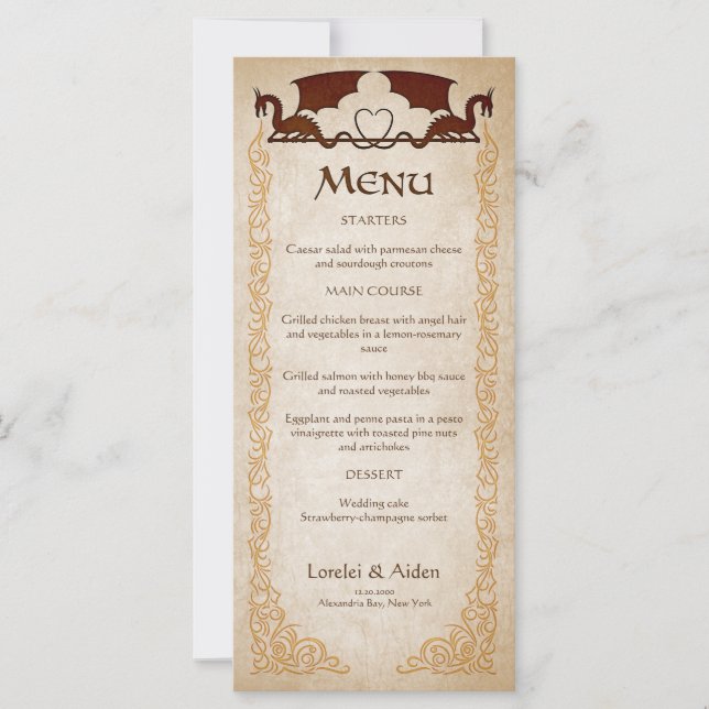 Dragon Gamer Fantasy Menu (Front)