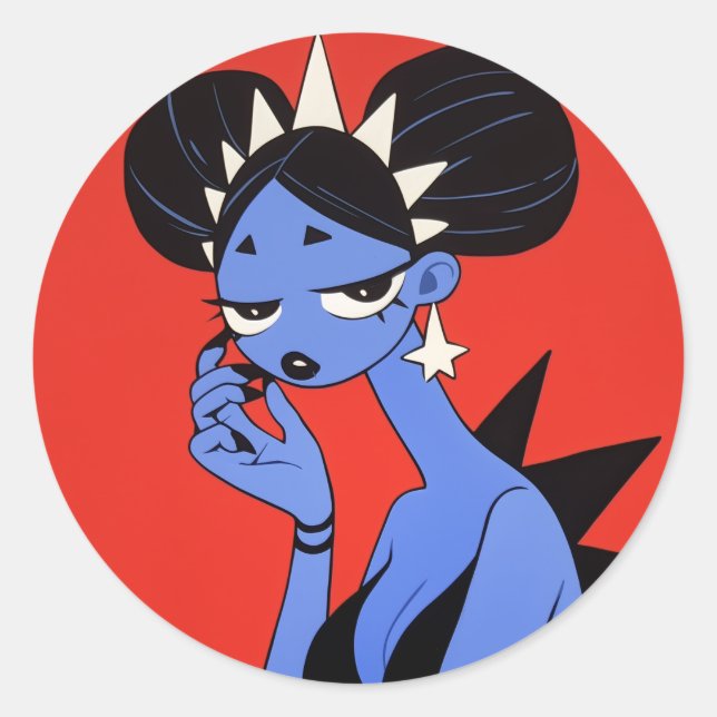 Dragon Girl Classic Round Sticker (Front)