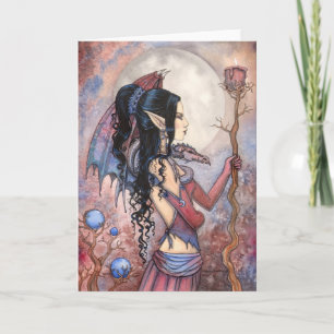 Dragon Girl Gothic Fantasy Art by Molly Harrison Card