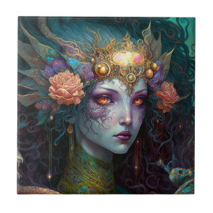 Dragon Goddess Queen Fantasy Art Tile