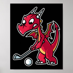 Dragon Golf Player Golfer Golfing Funny Kids Boys  Poster