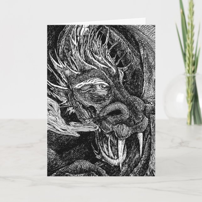 Dragon "Good Luck!" greetings card (Front)