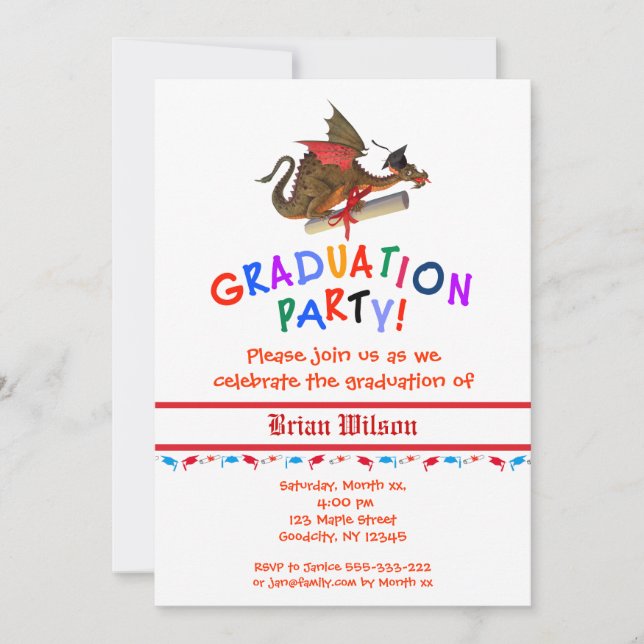 Dragon Graduation Celebration Invitation (Front)