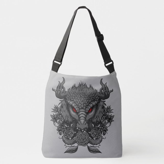 Dragon Grayscale Crossbody Bag (Front)
