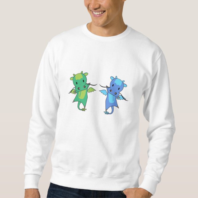 Dragon Green Blue Dragon Fairy Tale Fantasy Sweatshirt (Front)