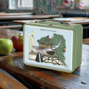 Dragon Green Sleeping Books Metal Lunch Box