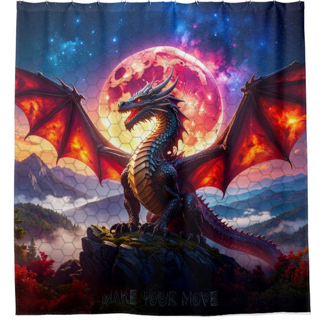 Dragon grid 001 shower curtain (Front)