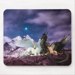 Dragon Griffin Pegasus Unicorn Fantasy Mouse Mat