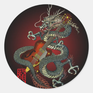 Dragon Guitar 01 Classic Round Sticker