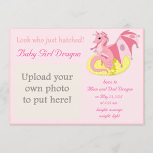 Dragon Hatchling Birth Announcement for Girls